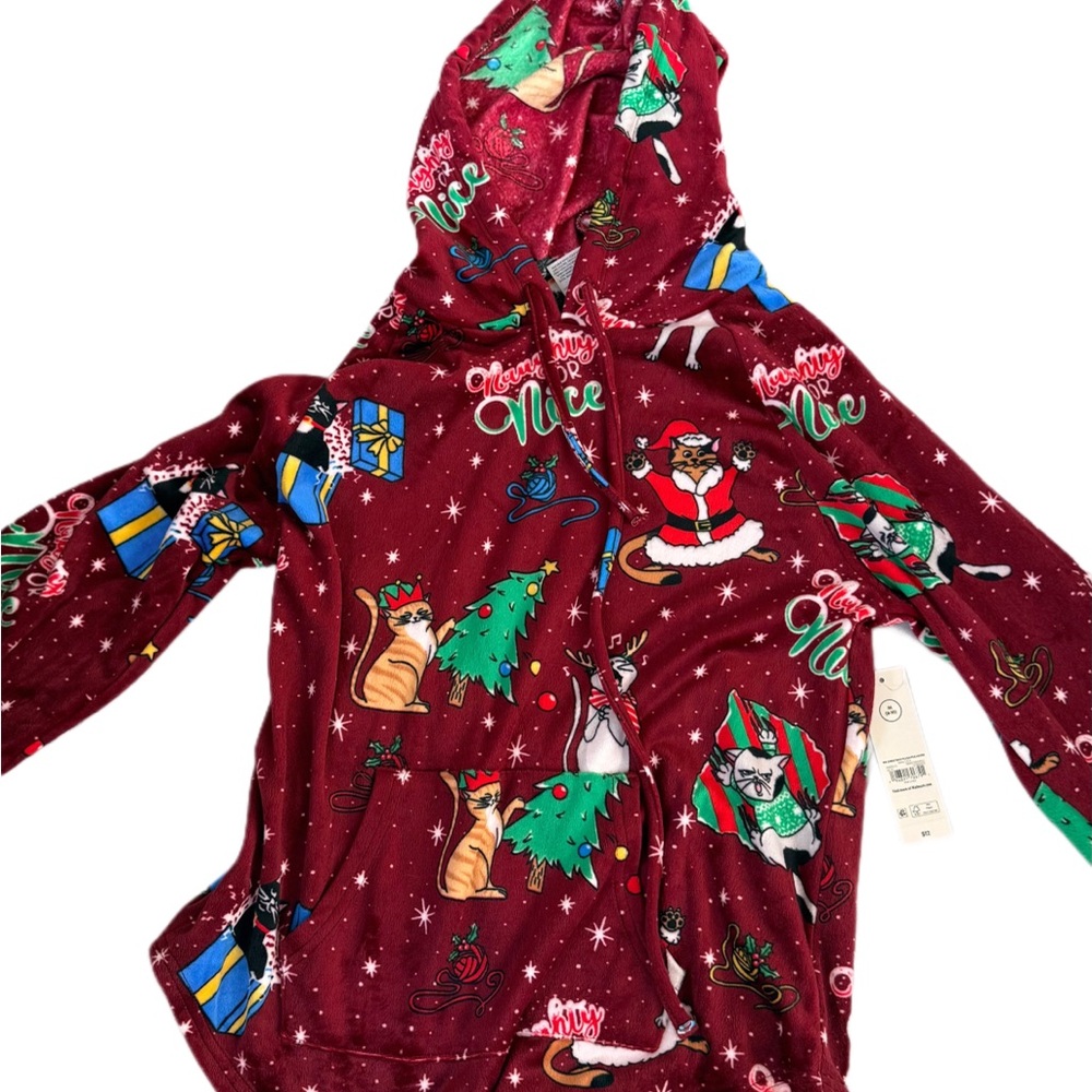 Festive Red Cat Christmas Hoodie